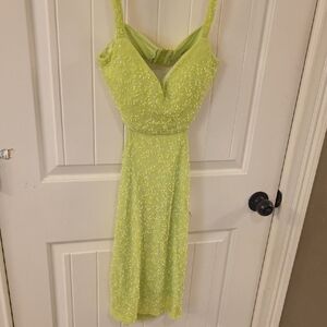 Windsor Neon Lime Beaded Midi Dress